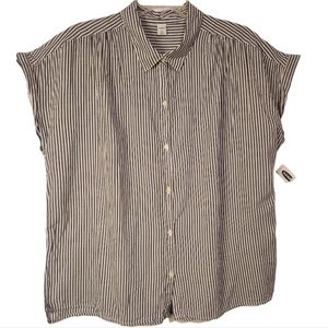 Old Navy Blue White Striped Sleeveless Button Down Shirt Size XL NWT